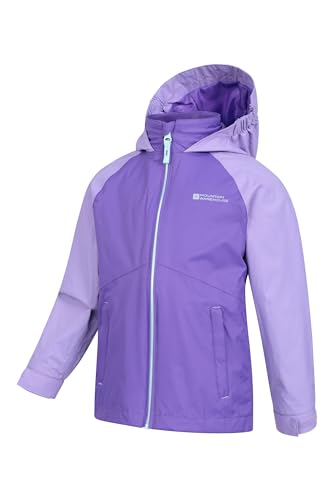 Mountain Warehouse Torrent Kids Waterproof Rain Jacket - Taped Seams Raincoat, Lightweight, Breathable, Girls & Boys Rainwear -Ideal for Spring Summer, Travelling, Wet Weather Lilac 11-12 Years