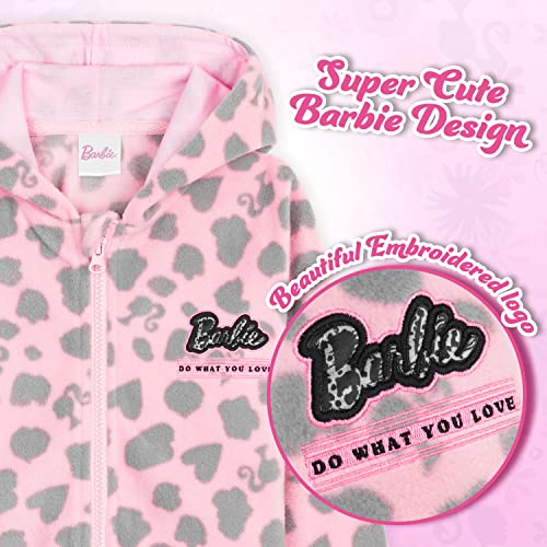 Barbie Girls Jacket Pink Hooded Fleece Girls' Jackets (Light Pink, 5-6 Years)