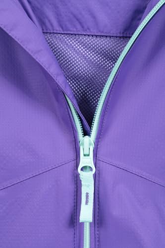 Mountain Warehouse Torrent Kids Waterproof Rain Jacket - Taped Seams Raincoat, Lightweight, Breathable, Girls & Boys Rainwear -Ideal for Spring Summer, Travelling, Wet Weather Lilac 11-12 Years