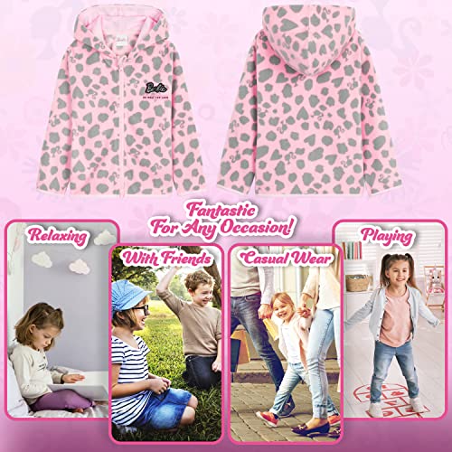 Barbie Girls Jacket Pink Hooded Fleece Girls' Jackets (Light Pink, 5-6 Years)