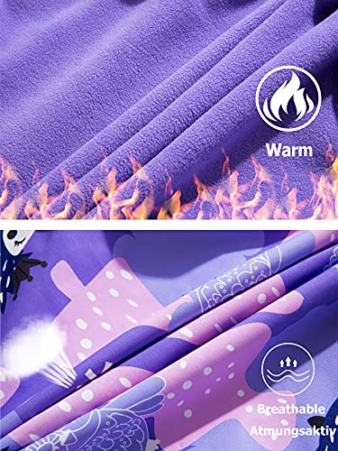 NATUST Girls Fleece Lined Raincoat Waterproof Jackets With Removable Hood Kids Active Jacket Hedgehog 11-12 Years