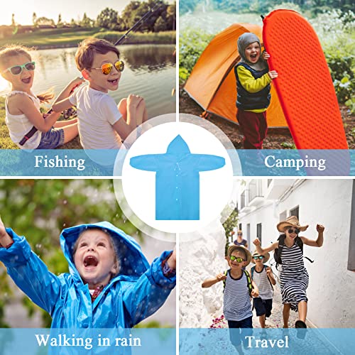 Tinsellns Kids Raincoats, Kids Waterproof Rain Coat Boys Girls Rain Poncho Rain Jacket with Hood EVA Emergency Raincoats, for Outdoor Climbing Cycling Hiking Camping (Blue)