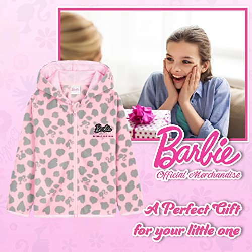 Barbie Girls Jacket Pink Hooded Fleece Girls' Jackets (Light Pink, 5-6 Years)