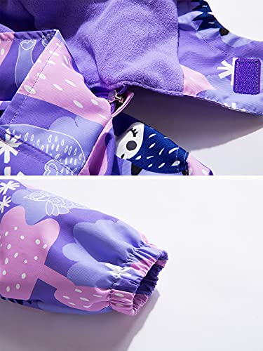 NATUST Girls Fleece Lined Raincoat Waterproof Jackets With Removable Hood Kids Active Jacket Hedgehog 11-12 Years