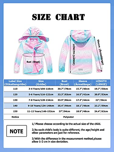 NATUST Girls Fleece Lined Raincoat Waterproof Jackets With Removable Hood Kids Active Jacket Hedgehog 11-12 Years