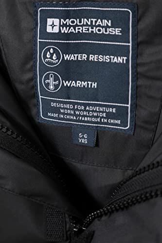 Mountain Warehouse Fell Kids 3 in 1 Jacket - Water-Resistant Triclimate Raincoat, Detachable Inner Coat & Packaway Hood - For, Walking, Hiking & Outdoors Black 9-10 Years