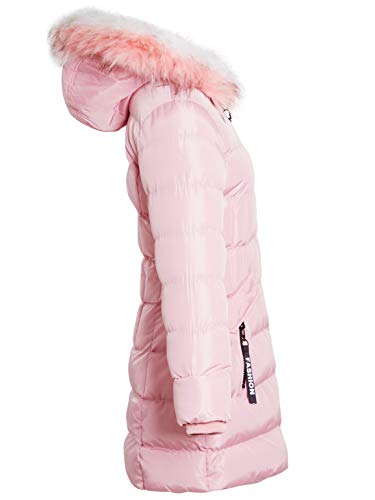SS7 Girls Padded Parka Coat Faux Fur Fleece Lined Jacket Age 3 4 7 8 9 10 11 12 13 (Age 11/12, Pink)
