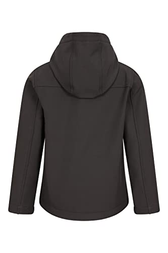 Mountain Warehouse Exodus Kids Softshell Jacket - Breathable, Wind Resistant, Water Resistant & Fleece Lined Coat for Boys & Girls - For Spring Summer, Hiking & Outdoors Black 13 Years