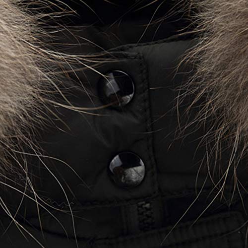 amropi Kids Girls Winter Puffer Jacket Padded Long Coat with Fur Hood (Black,11-12Years)