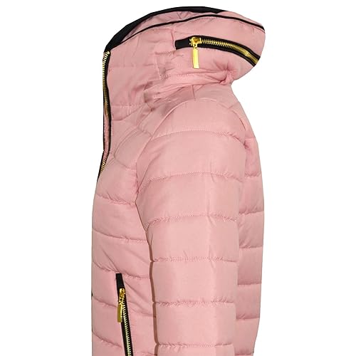 A2Z 4 Kids Girls Jacket Kids Stylish Padded Dusty Pink Puffer Bubble Fur Collar - Puffer Jacket Dusty Pink 7-8