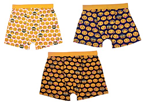 Bahob® 3 Pack Boys Boxer Shorts Funny Face Boxer Soft Cotton Underpants Boys Cotton Underwear 5-14 Years (3 Pack Assorted, 9-10 Years)
