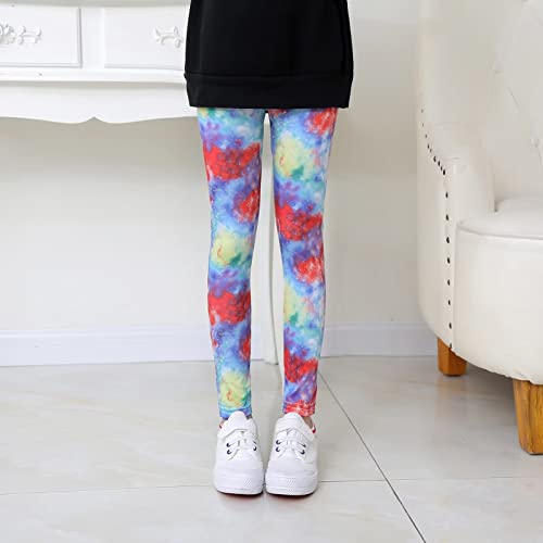Gavena 3 Pack Girls Leggings Toddler Full Length Tights Kids Cotton Stretchy Pant Trouser (Colourful,9-10 Years)