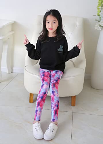 Gavena 3 Pack Girls Leggings Toddler Full Length Tights Kids Cotton Stretchy Pant Trouser (Colourful,9-10 Years)