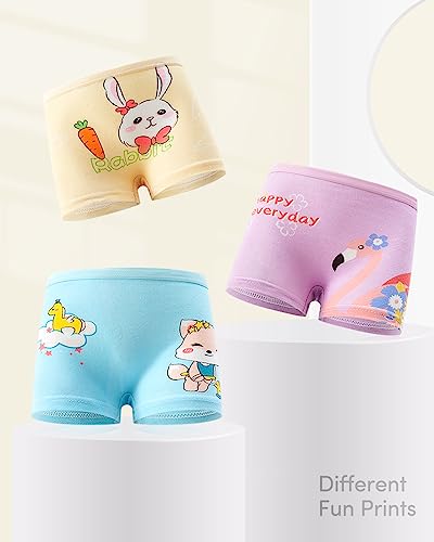 Domee Girls Boxers Shorts Underwear Cotton Knickers Pack of 12 Bunny and Cat 4-6 Years (Manufacturer Size M)