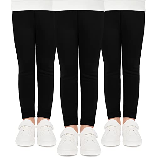 Witwot 3 Pack Girls Leggings Full Length Kids Toddler Cotton Pant Trouser 10-12 Years Black