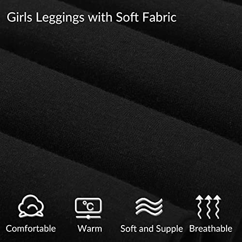 Witwot 3 Pack Girls Leggings Full Length Kids Toddler Cotton Pant Trouser 10-12 Years Black