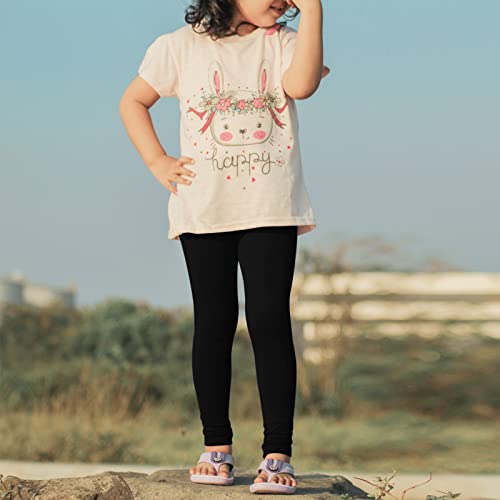 Witwot 3 Pack Girls Leggings Full Length Kids Toddler Cotton Pant Trouser 10-12 Years Black