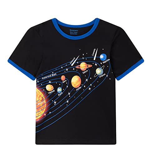Boys Short Pyjamas Sets Solar System Planets Space Pyjamas Cotton Summer Pjs 2 Piece Outfit Pajamas for Kids Clothes 2-7 Years Black