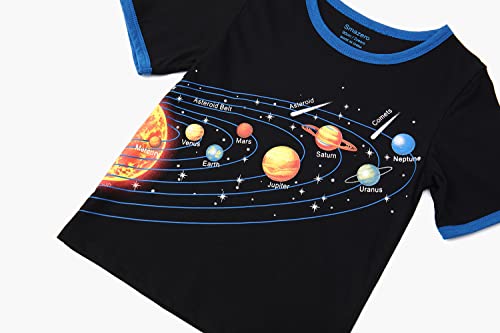 Boys Short Pyjamas Sets Solar System Planets Space Pyjamas Cotton Summer Pjs 2 Piece Outfit Pajamas for Kids Clothes 2-7 Years Black