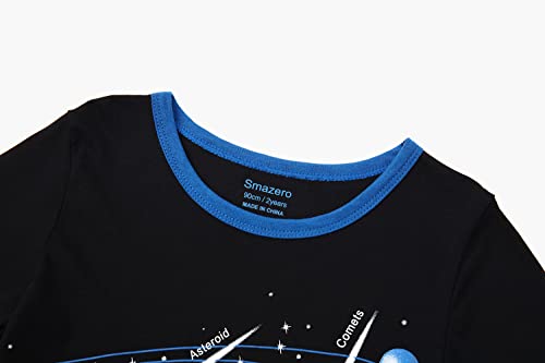 Boys Short Pyjamas Sets Solar System Planets Space Pyjamas Cotton Summer Pjs 2 Piece Outfit Pajamas for Kids Clothes 2-7 Years Black