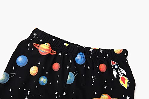 Boys Short Pyjamas Sets Solar System Planets Space Pyjamas Cotton Summer Pjs 2 Piece Outfit Pajamas for Kids Clothes 2-7 Years Black