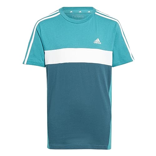 adidas Unisex Tiberio 3-Stripes Colorblock Cotton T-Shirt (Short Sleeve), Arctic Fusion/Arctic Night/White, 11-12 Years