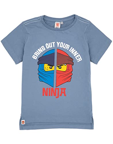 LEGO Ninjago Boys T-Shirt | Kids Bring Out Your Inner Warrior Navy Short Sleeve Top | Ninja Figures Superhero Series 6-7 Years, Blue