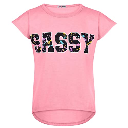 A2Z 4 Kids Girls Top Kids Sassy Print Trendy T Shirt Tops & Legging - Sassy Set 334 Baby Pink._7-8