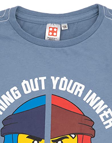 LEGO Ninjago Boys T-Shirt | Kids Bring Out Your Inner Warrior Navy Short Sleeve Top | Ninja Figures Superhero Series 6-7 Years, Blue