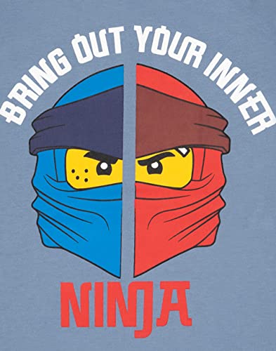 LEGO Ninjago Boys T-Shirt | Kids Bring Out Your Inner Warrior Navy Short Sleeve Top | Ninja Figures Superhero Series 6-7 Years, Blue