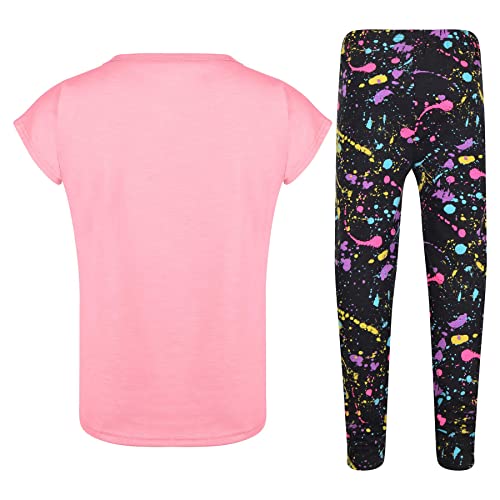 A2Z 4 Kids Girls Top Kids Sassy Print Trendy T Shirt Tops & Legging - Sassy Set 334 Baby Pink._7-8