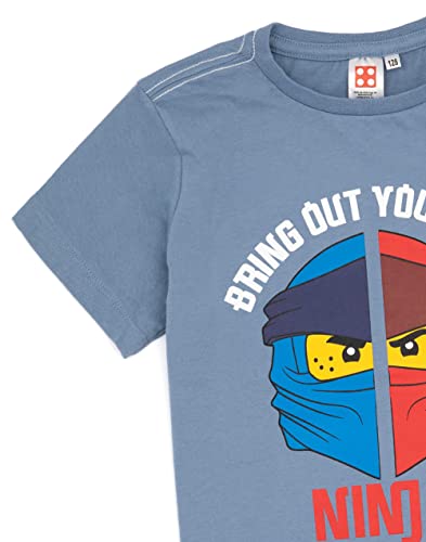 LEGO Ninjago Boys T-Shirt | Kids Bring Out Your Inner Warrior Navy Short Sleeve Top | Ninja Figures Superhero Series 6-7 Years, Blue