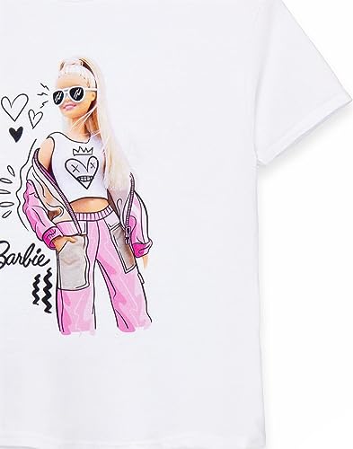 Barbie Girls T-Shirt in White | Doodle Sketch Pose Graphic Tee for Kids | Short-Sleeved Retro Fashion Top | Doll Tshirt Movie Merchandise Gift for Children & Graphic Teens