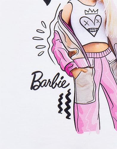 Barbie Girls T-Shirt in White | Doodle Sketch Pose Graphic Tee for Kids | Short-Sleeved Retro Fashion Top | Doll Tshirt Movie Merchandise Gift for Children & Graphic Teens