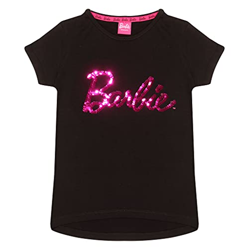 Popgear Barbie Text Logo Girls Reversible Sequin T-Shirt Black 7-8 Years | Ages 5-14, Barbie Gifts, Girls Fashion Top, Childrens Clothes, Kids Birthday Gift Idea