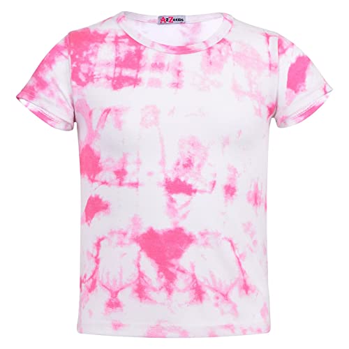 A2Z 4 Kids Girls Tie Dye Print Trendy Top & Tees - Tie Dye 250 T Shirt Pink._11-12