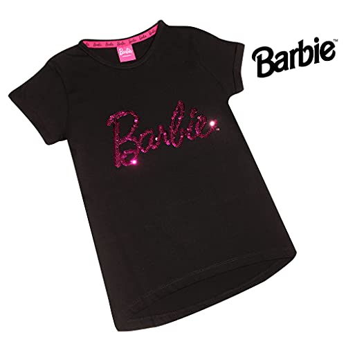 Popgear Barbie Text Logo Girls Reversible Sequin T-Shirt Black 7-8 Years | Ages 5-14, Barbie Gifts, Girls Fashion Top, Childrens Clothes, Kids Birthday Gift Idea
