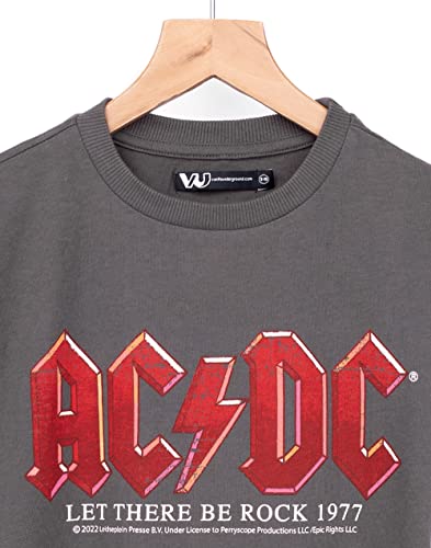 AC/DC T-Shirt for Kids | Boys Girls Let There Be Rock Album Logo | Charcoal Short Sleeve Band Tee 7-8 Years