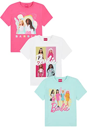 Barbie 3 Pack Girls T-Shirts Multipack (8-9 Years) Pink