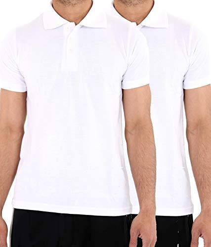 GW CLASSYOUTFIT 2 X (Boys Girls) Plain Polo(Pack of 2) Tee Short Sleeve T-Shirt School Shirts Uniform PE Top Gym Tops (5-6, 2X White)