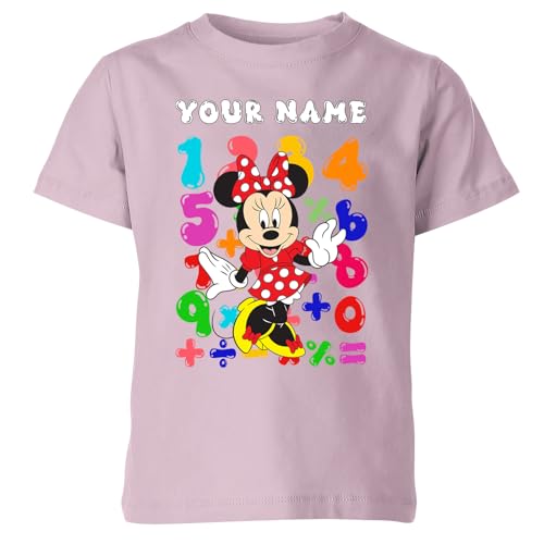 Personalised School Number Day Lover School Wear Numeric Digits Kids Boys Girls Teen Tee Top T-Shirt #ND50 Light Pink 7-8 Years