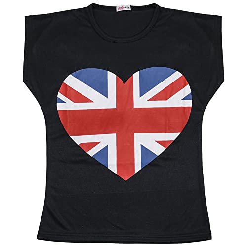 A2Z 4 Kids Girls T Shirts England Football World Cup Heart Print - T Shirt 552 Black 9-10