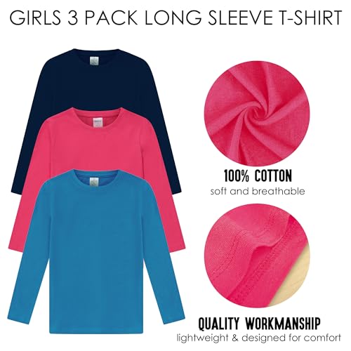 The Essentials Wardrobe Girls TEW 3 Pack LS T- Shirt - Assorted - 2-12/13 Years