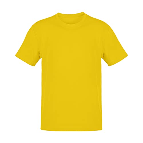 adam & eesa 100% Cotton Kids Girls Value Weight Unisex Short Sleeve T-Shirt Yellow