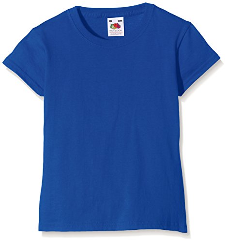 FRUIT OF THE LOOM Girl's Valueweight T Shirt, Blue (Royal Blue 51), 5-6 Years UK