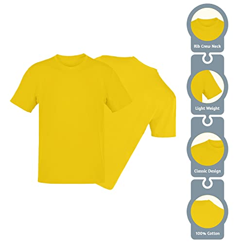 adam & eesa 100% Cotton Kids Girls Value Weight Unisex Short Sleeve T-Shirt Yellow