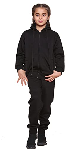 Kids Tracksuits Boys Tracksuit, Hoodies Plain Army Commando Print Tracksuit Hoodie with Jogger Sweatpants Sports Activewear Set Girls Boys Children Age 5-13 Years (Black Zipper Suit, 5-6 Years)