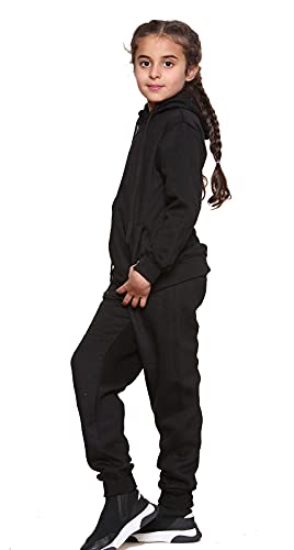 Kids Tracksuits Boys Tracksuit, Hoodies Plain Army Commando Print Tracksuit Hoodie with Jogger Sweatpants Sports Activewear Set Girls Boys Children Age 5-13 Years (Black Zipper Suit, 5-6 Years)