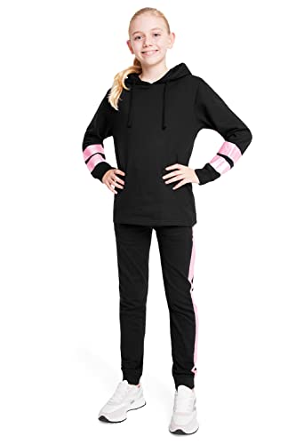 CityComfort Girls Tracksuit 2 Piece Hoodie Jogging Bottoms Activewear Set for Kids Teenagers Cotton Lounge Wear Holographic Soft Breathable Kids Tracksuit (Rose Gold, 9-10 Years)