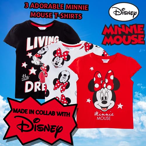 Disney Girls 3 Pack Minnie Mouse T-Shirts 3-4 Years